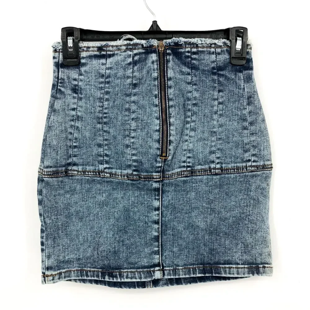 BARDOT Girls Corset Denim Skirt US 16 Blue Acid Wash Cotton NWT